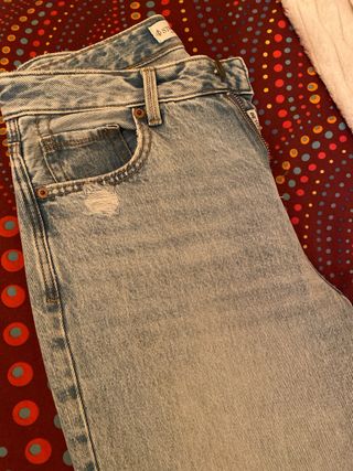 Pantalón Stradivarius Talla 36 Azul Claro