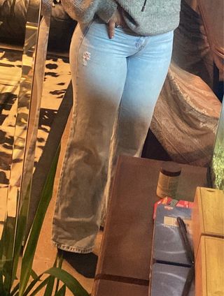 Pantalón Stradivarius Talla 36 Azul Claro