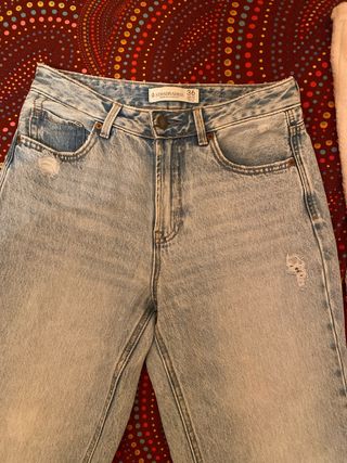 Pantalón Stradivarius Talla 36 Azul Claro