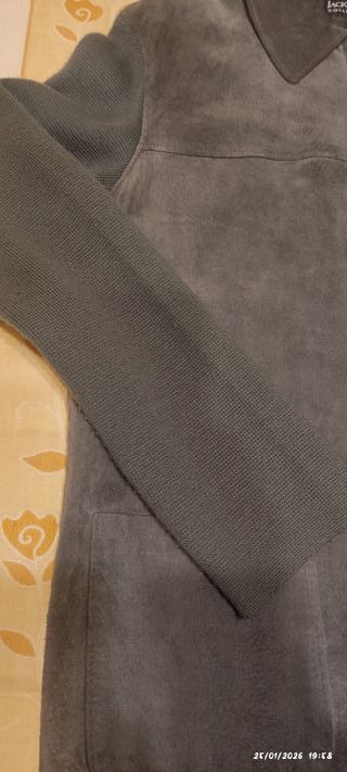 Chaqueta Piel Ante y Punto JACK&JONES Gris