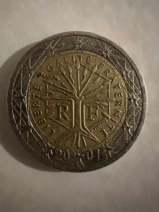 Moneda 2€ Francia 2001 con fallo