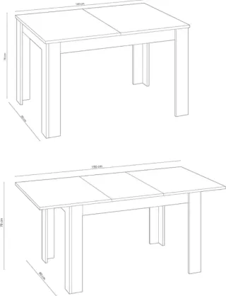 ULTIMO DIA. Mesa extensible blanca 140(+50)x90