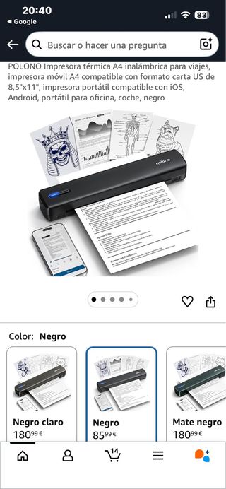 Impresora Portátil Polono Negra Nueva