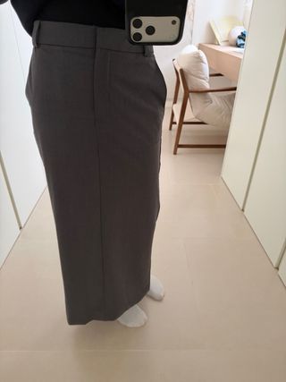 Falda lápiz gris Mango