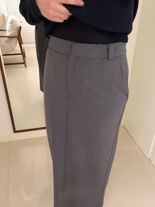 Falda lápiz gris Mango