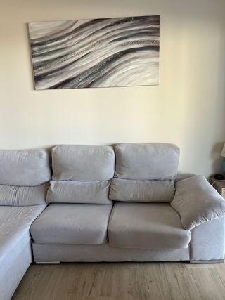 Sofá 2 plazas + chaiselongue gris