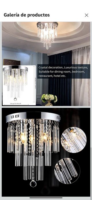 Lámpara Techo Araña Cristal Metal