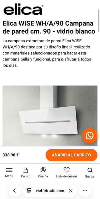 Campana extractora Elica blanca