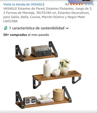 Set 3 Estantes Madera y Metal