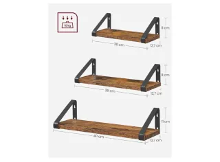 Set 3 Estantes Madera y Metal