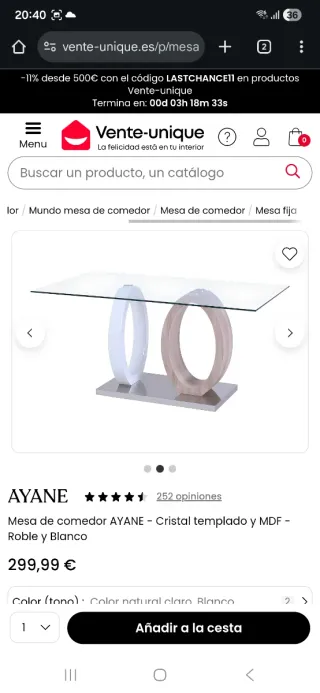 Mesa de comedor cristal templado.