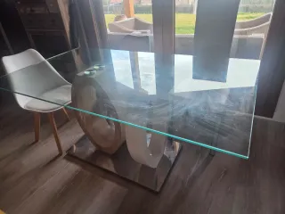 Mesa de comedor cristal templado.