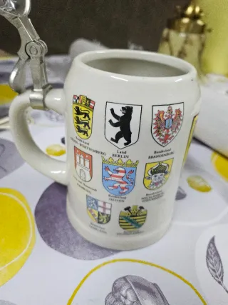 Jarra Cerveza Alemana Cerámica Tapa Metálica