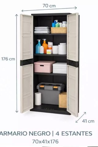 Armario beige y Negro 2 Puertas 4 Estantes