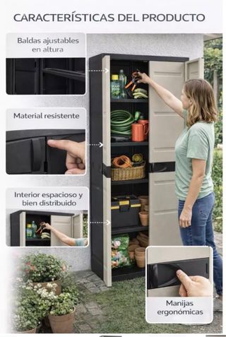 Armario beige y Negro 2 Puertas 4 Estantes