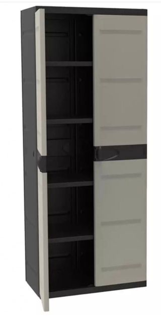 Armario beige y Negro 2 Puertas 4 Estantes