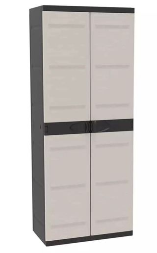 Armario beige y Negro 2 Puertas 4 Estantes