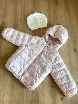Pack Chaqueta Invierno Rosa Gorro Bebé Niña 74 cm