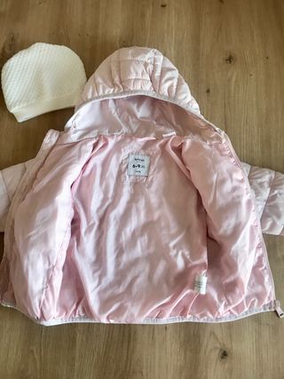 Pack Chaqueta Invierno Rosa Gorro Bebé Niña 74 cm