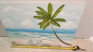Cuadro pintado a mano playa tropical