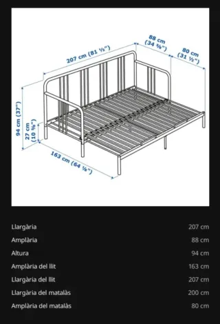 ULTIM DIA. Sofá cama FYRESDAL Ikea extraíble metal
