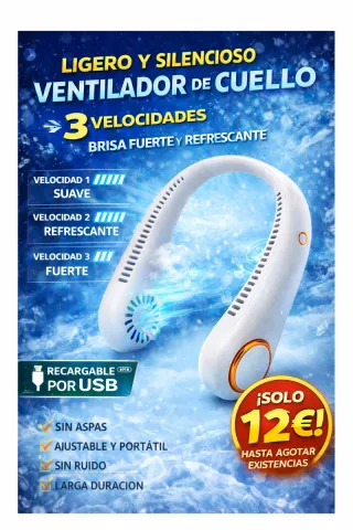 Ventilatore da collo ricaricabile USB a 3 velocità