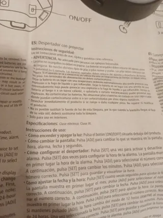 Reloj despertador con proyector