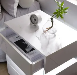 Mesa de noche moderna mármol y cristal