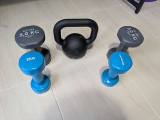 Set Mancuernas y Kettlebell 2kg, 3kg, 6.6lbs