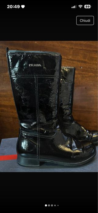 Stivali Prada neri a metà polpaccio