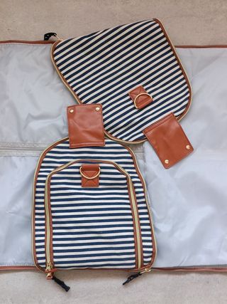 Bolsos de viaje beige y marrón