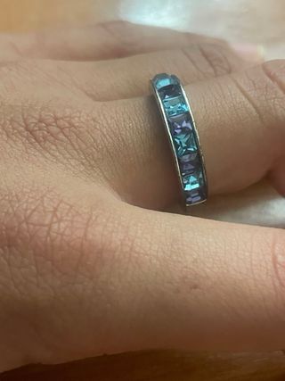 Anillo Swarovski piedras azules y moradas