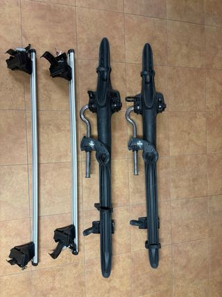 Barras de techo y 2 portabicicletas