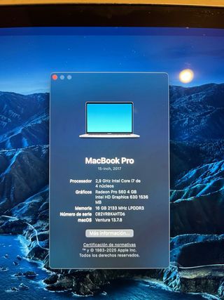 MacBook Pro 15 i7 Plata