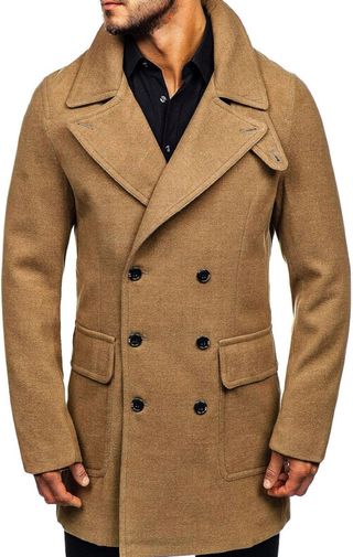 Abrigo Forrado Botonadura Doble Beige