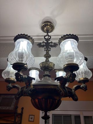 Lámpara Techo Clásica Querubines Cristal