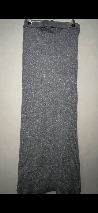 Conjunto Zara Top y Falda Larga Plateado