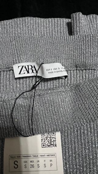 Conjunto Zara Top y Falda Larga Plateado