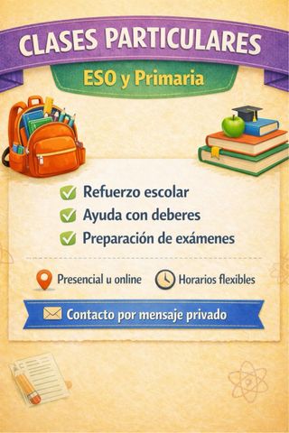 Clases particulares a niños de primaria y ESO.
