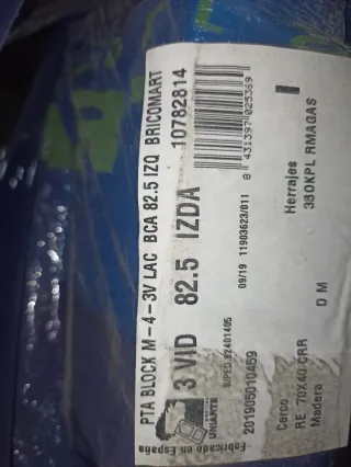 Puerta PTA BLOCK M-4-3V LAC BCA 82.5 IZQ y también