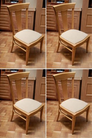 4 Sillas Roble Macizo Tela Antimanchas