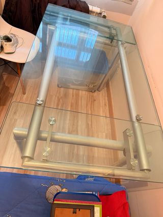 Mesa de comedor extensible de cristal