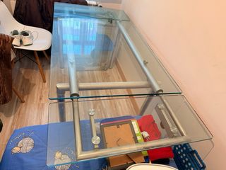 Mesa de comedor extensible de cristal