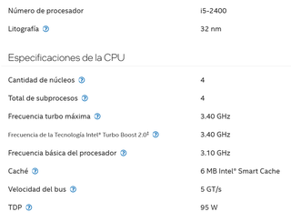 Procesador Intel Core i5-2400 3.10GHz
