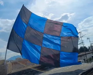 Bandiera Inter 280x210cm cucita a mano