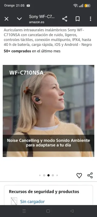 Auriculares Sony WF-C700N Negro