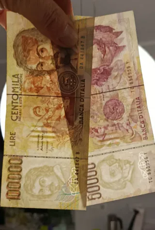 11# Banconote 100000 lire Caravaggio II tipo e 500