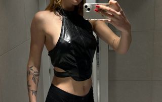 Top fiesta techno Y2K negro