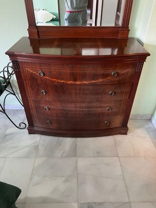 Cómoda vintage madera maciza con espejo