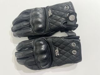 Guantes de piel negrpara moto con protección mujer